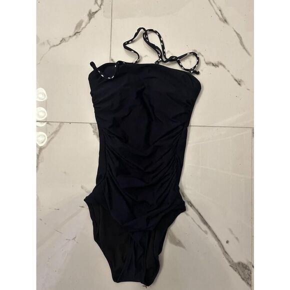 J Crew navy with white polka dot straps size 4 one pice swimsuit - Picture 4 of 4